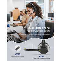 Mpow HC5 zestaw słuchawkowy Bluetooth 5.0 dla Call Center sterownik biurowy bezprzewodowy przewodowy 2 w 1 22h żywotność baterii CVC 8.0 mikrofon z redukcją szumów 2